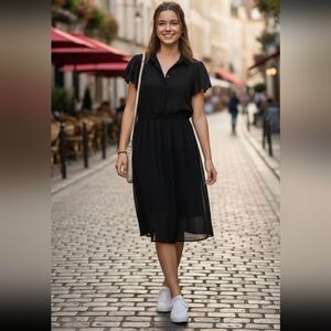 Abercrombie & Fitch Black Midi Dress Size M